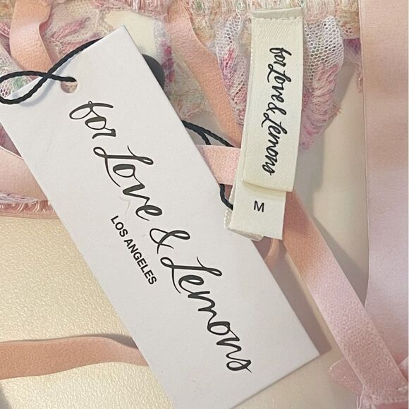 For Love & Lemons Pink Bloom Shimmer Cutout Caged Garter Size M - Picture 7 of 10